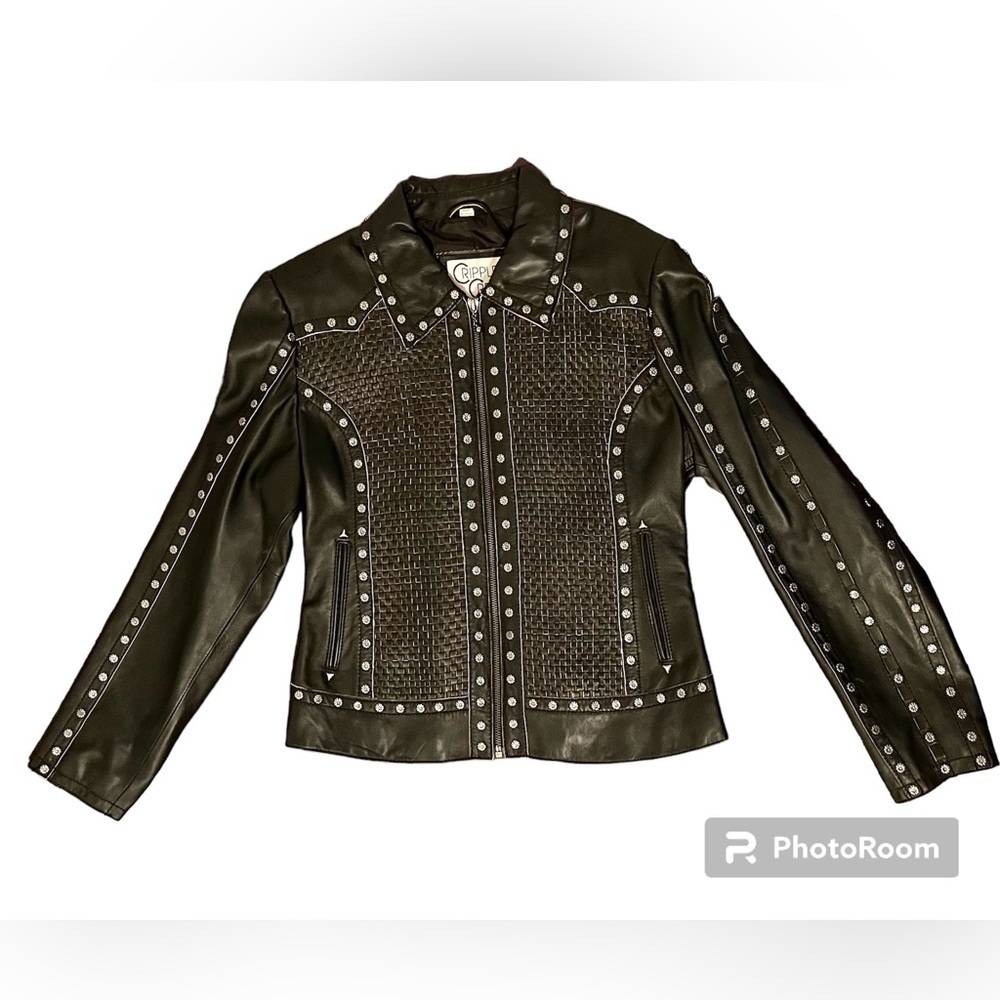CRIPPLE CREEK Women's Studded Leather Jacket - S